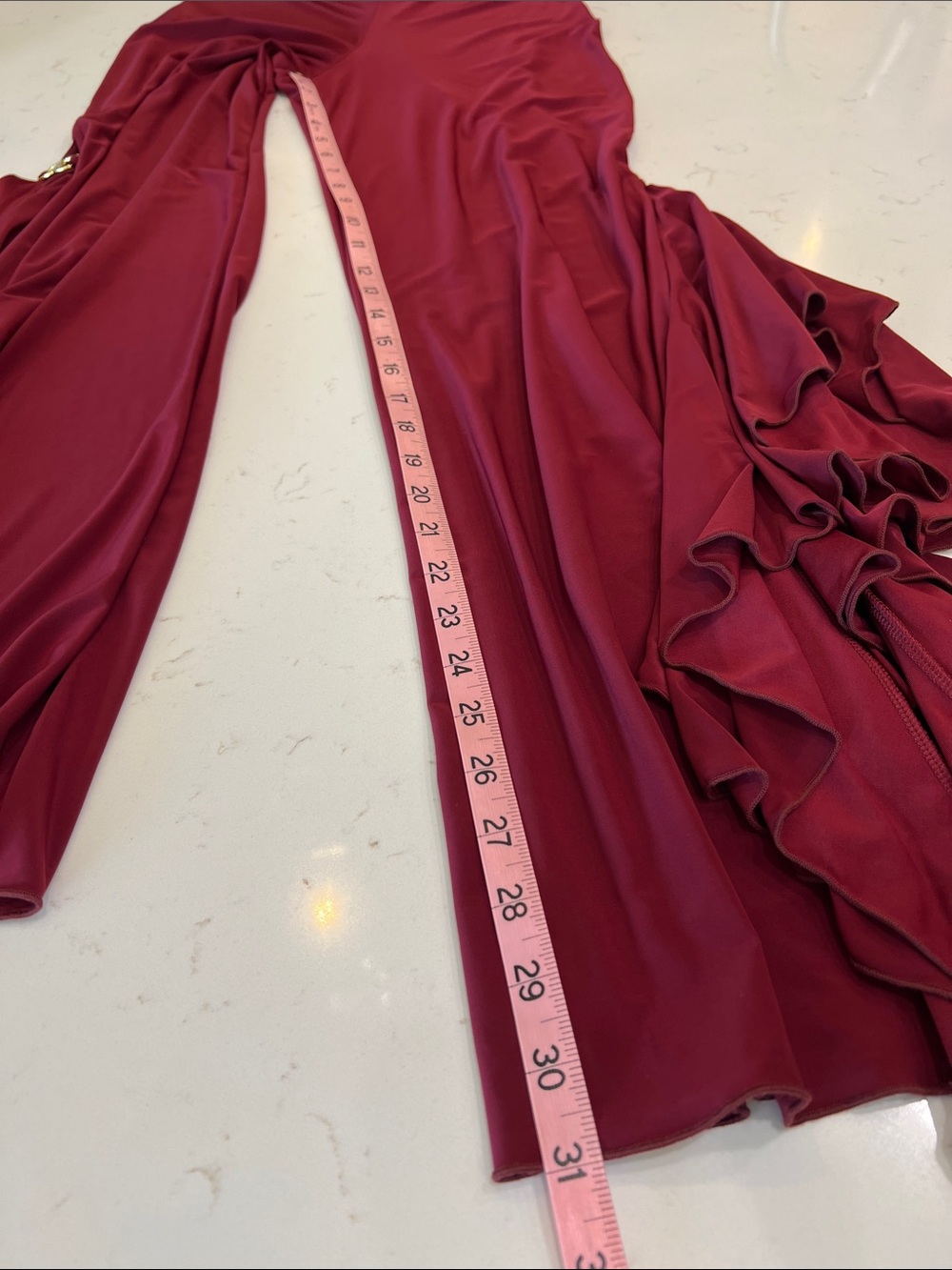 Dance America Burgundy Ruffle Side Slit Pants Made in USA Medium - Picture 9 of 10